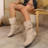 Autumn Winter Women's Boots Wedge Hidden Heel Shoes Thickened Plush Warm Booties Soft Faux Suede Lace-up Ankle Boots