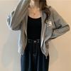 Women's Spring Autumn Thin Loose Short Sleeve Long Sleeve Hoodie Casual Sports Jacket