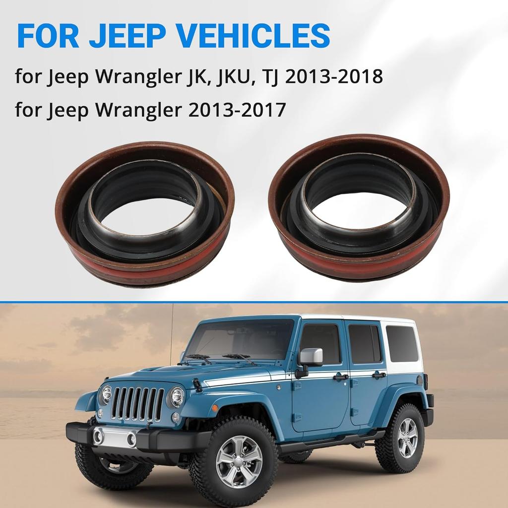 2pcs - 68304271AA Front Drive Axle Shaft Oil Seal Set Drive Axle Shaft Rubicon Dana 44 Dana 30 Differential Carrier Seal 30710863 for Jeep 2007-2017