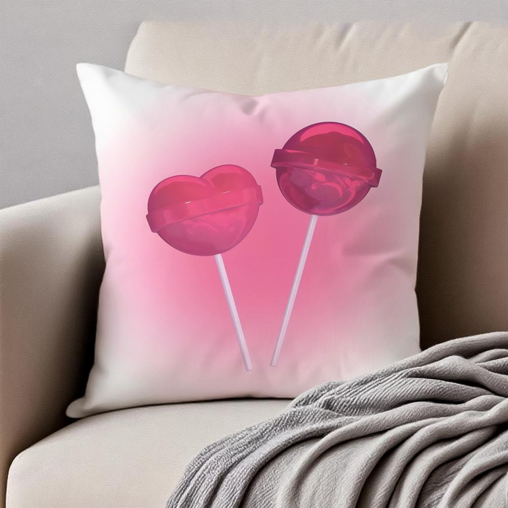 Sweet pink candy Cushion Cover Pillowcase Antidustmite Invisible Zipper Short Plush Sofa Cushion