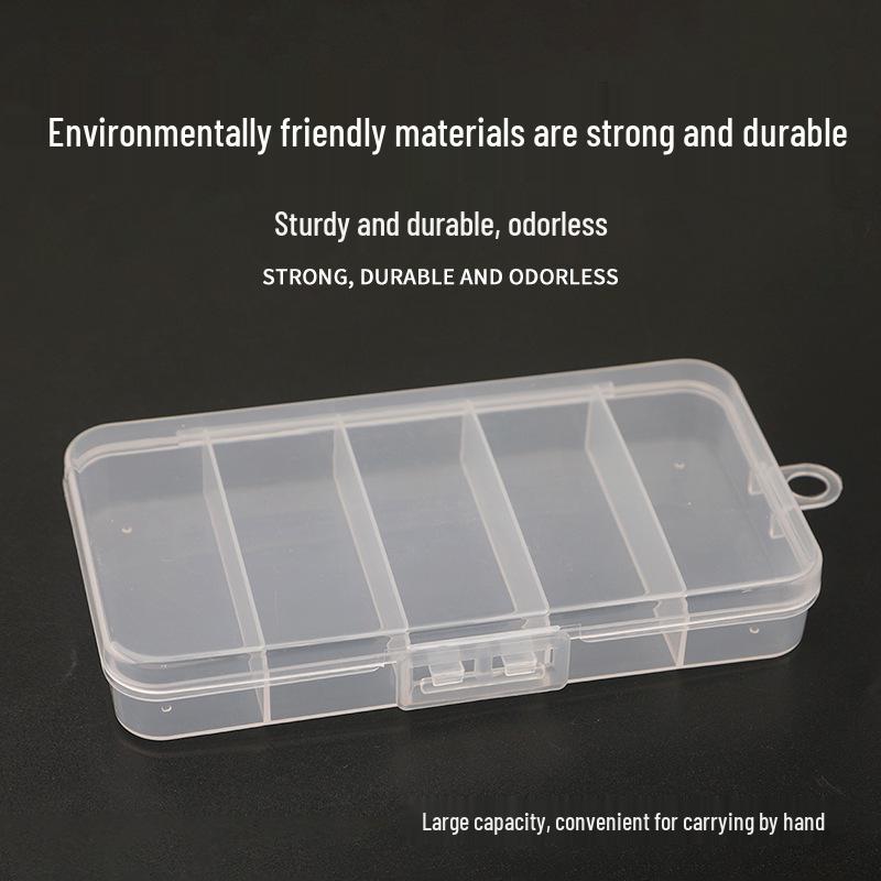 Transparent 5-Compartment Fishing Gear Lure Box for Baits and Hooks