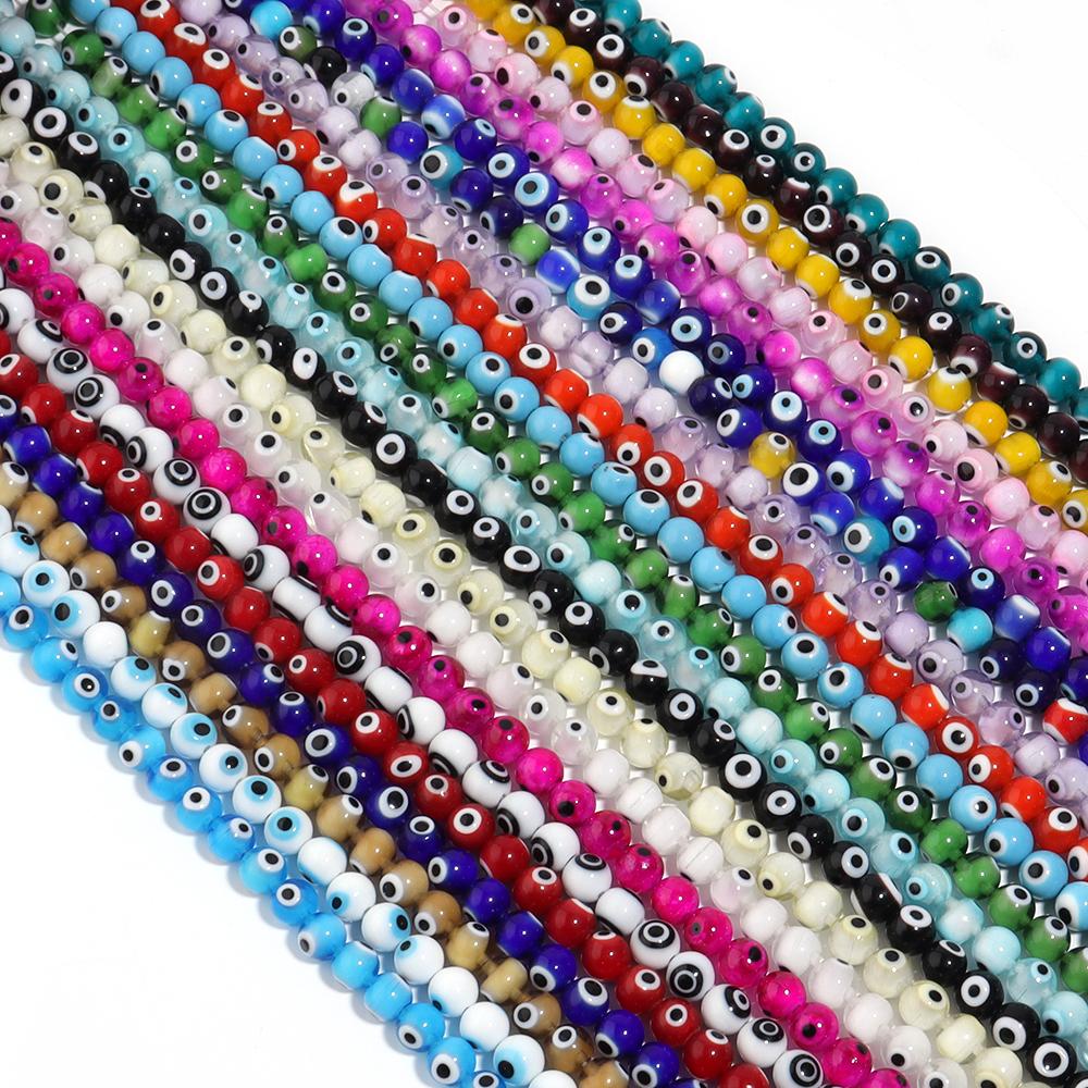 1 Strand Colorful Lampwork Beads Evil Eyes Round Loose Spacer Glass Beads For DIY Bracelet Necklace Jewelry Findings 4 6 8 10mm