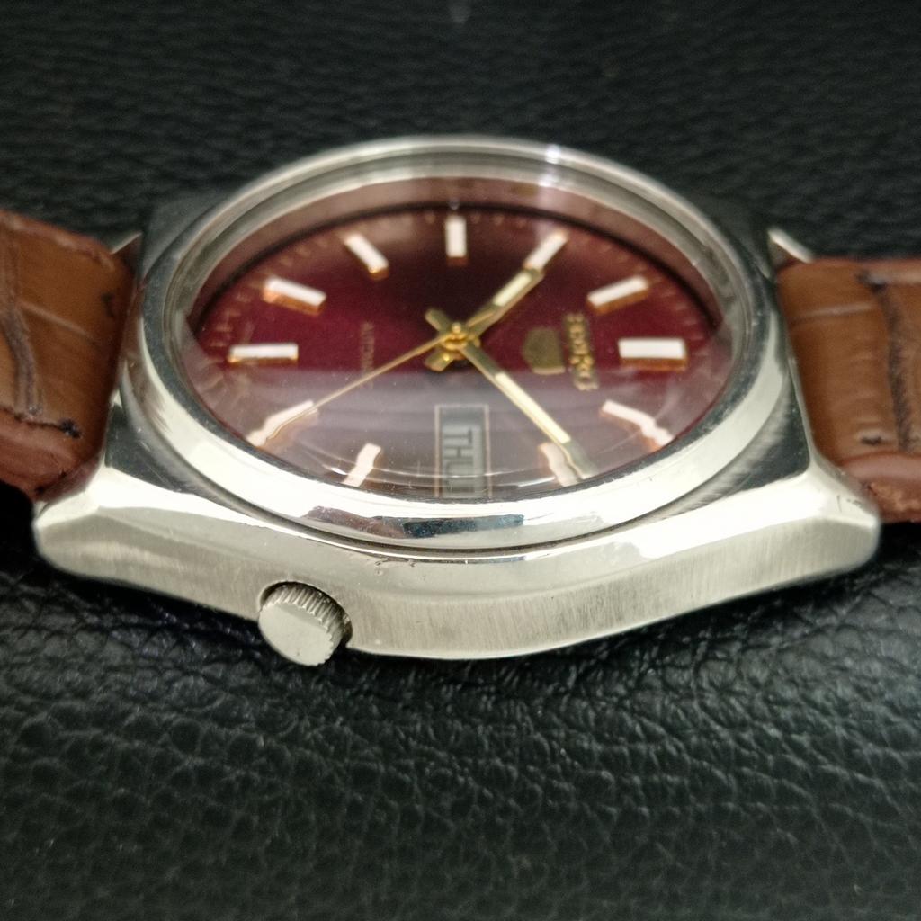 VINTAGE SEIKO 5 AUTOMATIC 7009A JAPAN MENS BROWN COLOR DIAL WATCH A708557-1