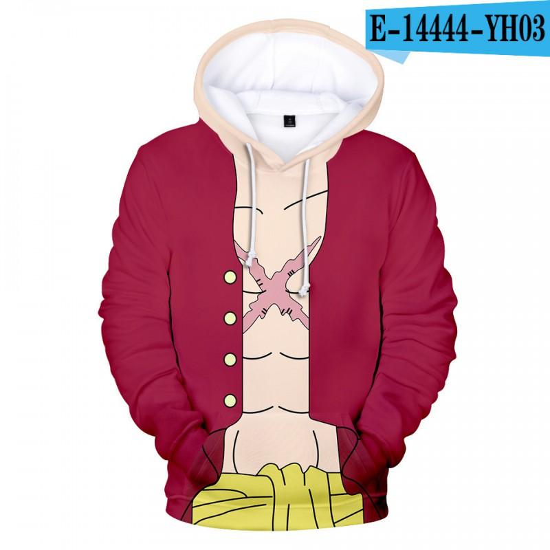 One Piece Anime Hoodie Men Digital 3D Print Loose Fit Long Sleeve Sweatshirt Fall Casual Wear