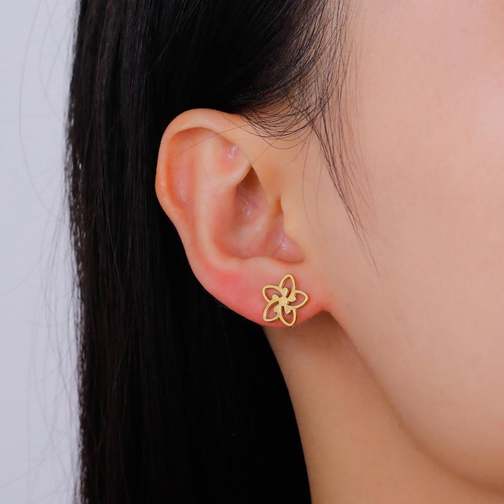 Kpop Flower Stud Earring Stainless Steel Mini Ear Studs for Women Trendy Floral Jewelry Wedding Gift