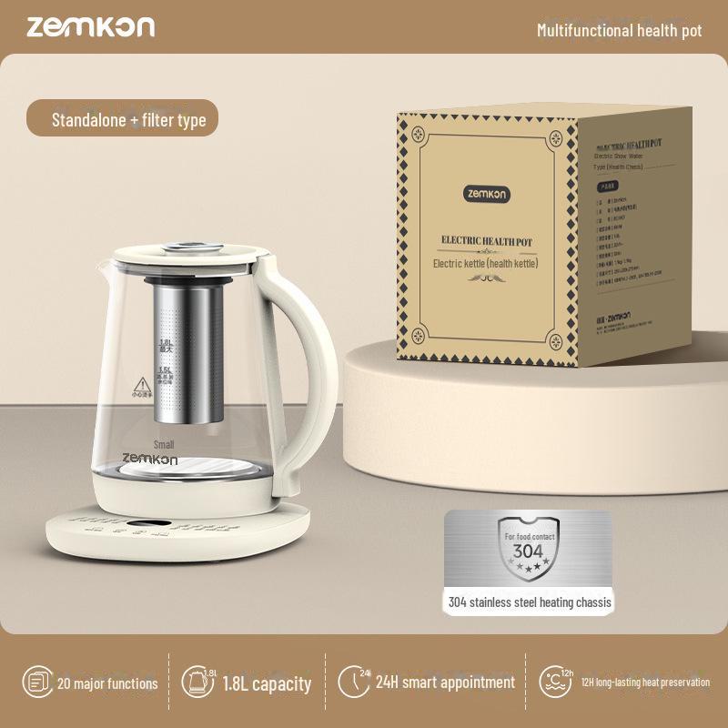 

Многофункциональный чайник Zemkon Health: Немецкий чайник из толстого стекла с постоянным контролем температуры 1.8L with 304 Heating Plate