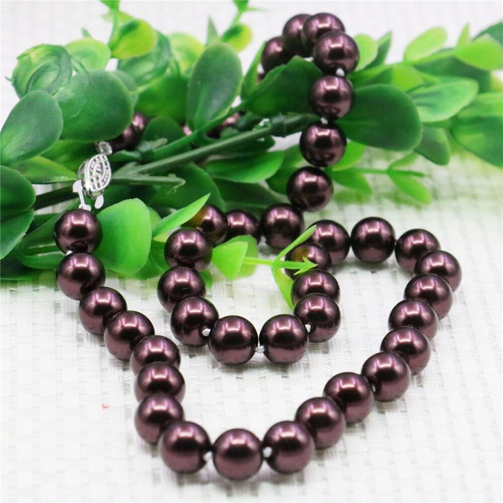 10mm Runde Braune Perlmutt Halskette Damen Mädchen Handgefertigter Schmuck Herstellung Design für Accessoire Geschenke Für Mutter