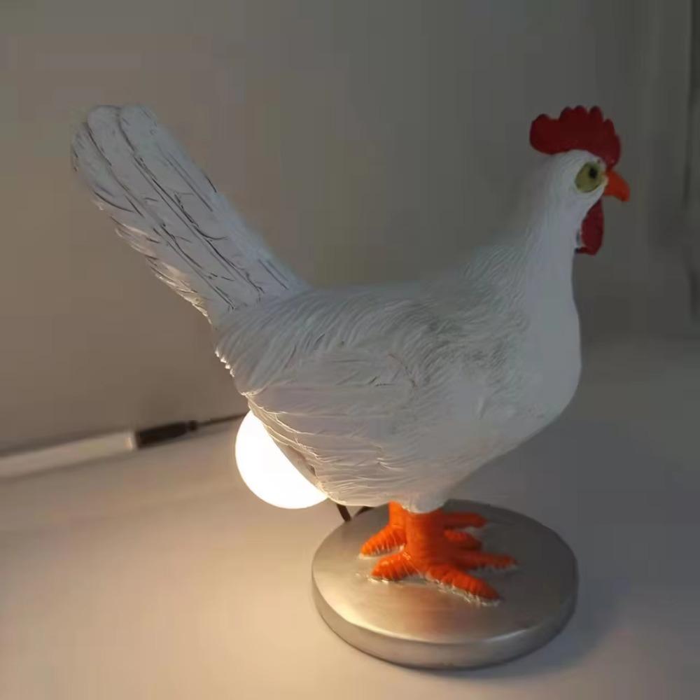 USB Charging Hen Laying Egg Statue Luminous Resin Chicken Lamp Simulation Chicken LED Lamp  Bedside