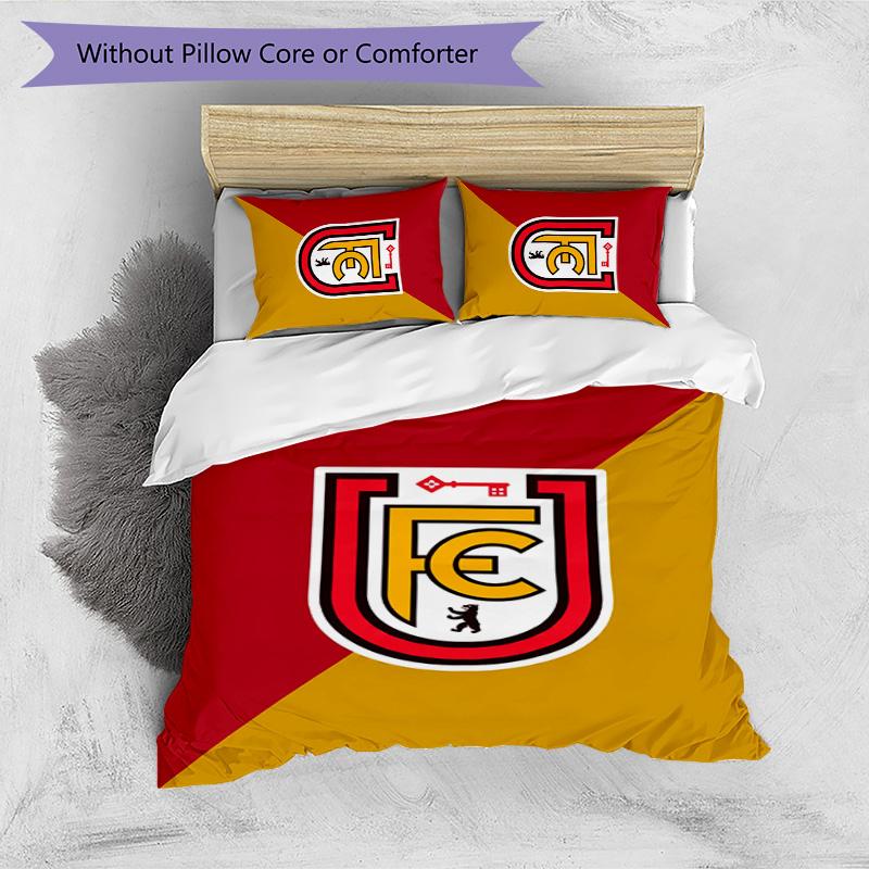 Set Lenzuola 3 Pezzi Stampato Union Berlin FC Traspirante Copripiumino con Federe Biancheria da Letto Decorativa per Camera da Letto Casa