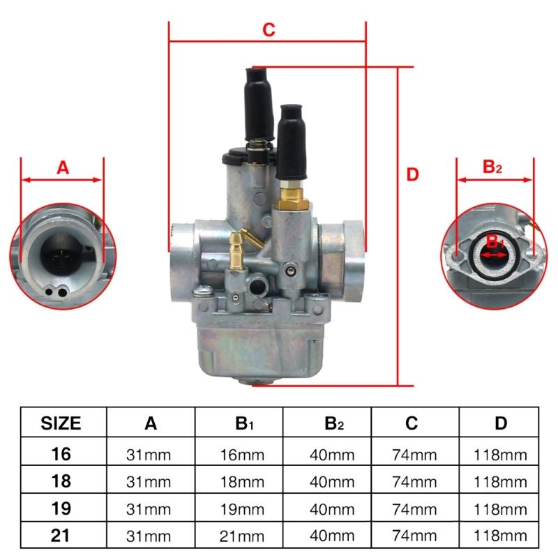 Upgraded Carburetor Advanced Tuning Carburetor Aluminum Alloy Carburetor for Motorcycles Increased Power & Efficiency
