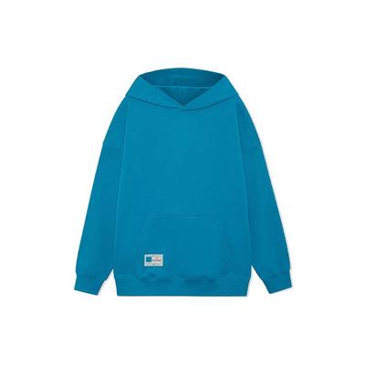 Li Ning Série Tendance Sport Logo Petit Poche Couleur Unie Sweat à Capuche Ample Homme Sweat à Capuche Bleu Jade AWDR869-4