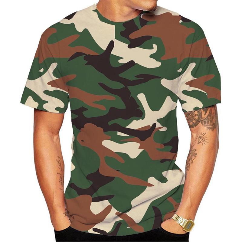 Летняя повседневная футболка с 3D-принтом для мужчин, цветные футболки с камуфляжным узором и цветными блоками, свободные футболки с коротким рукавом, топы с круглым вырезом 6XL