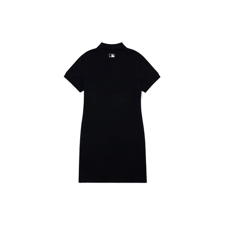 MLB New York Yankees Solid Polo Neck High Waist Pullover Sports Style Short Sleeve Dress Women dresses Black 3FOP00623-50BKS