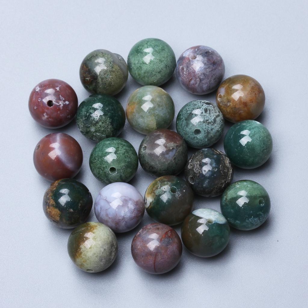 About 15/20/30/40/50/60Pcs 4/6/8/10/12mm High Quantity Loose Spacer Beads Indian Agate Natural Stone Round Beads For DIY Pendants Necklace Bracelets