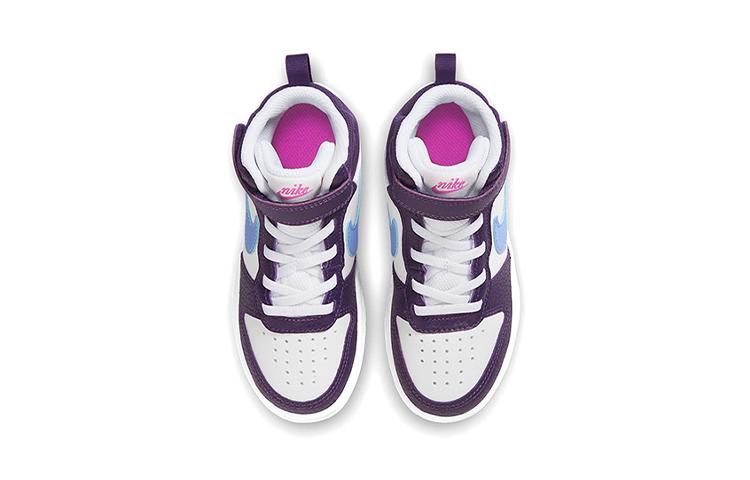 Nike Court Borough 2 Mid Comfortable Mid Top Skateboard Shoes White Grape Children Aged 3 7 Years Old CD7783-106