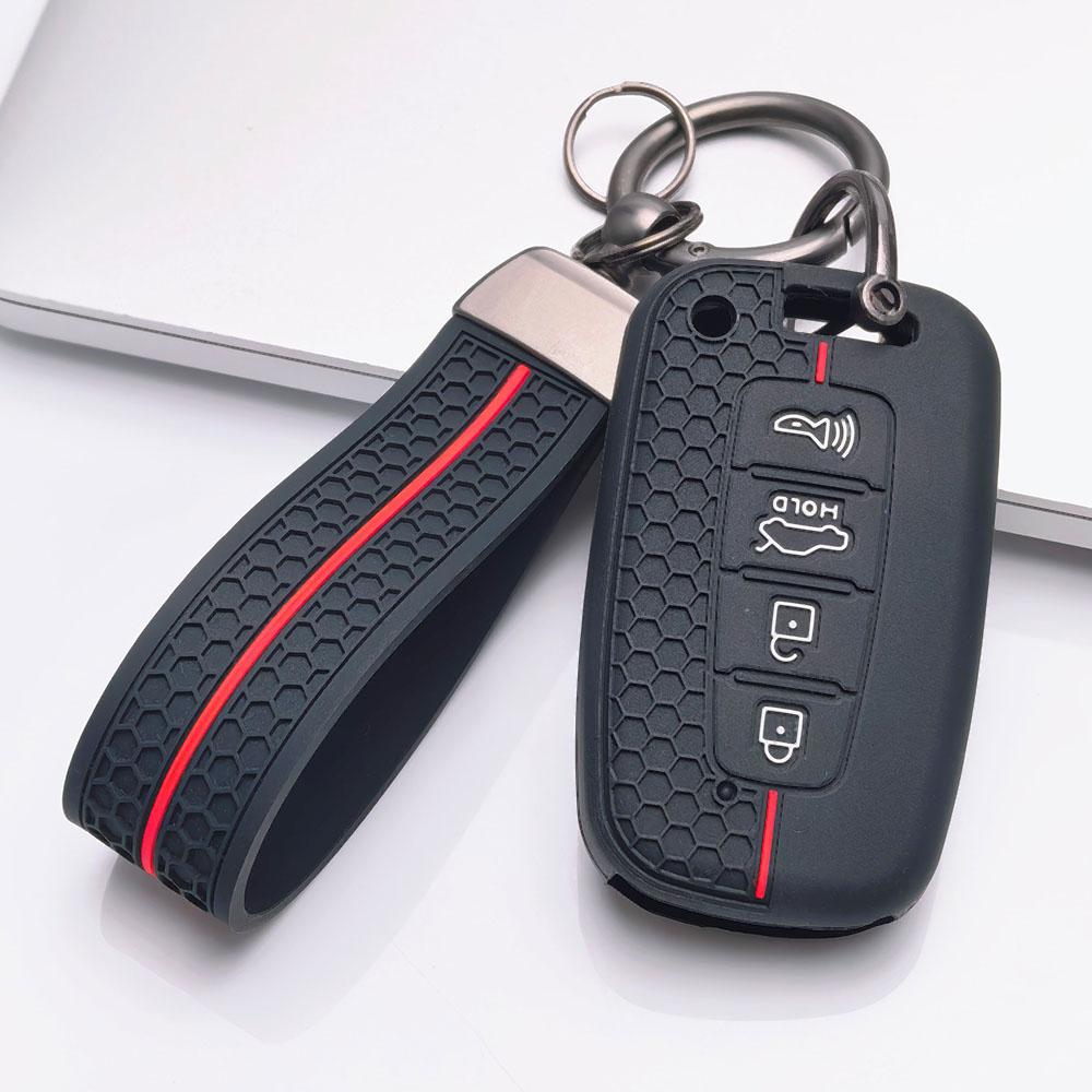 Premium Silikon Bilnyckelhölje För Hyundai i30 K2 K5 För KIA Optima K5 K3 Med Nyckelring Mjuk Silikon Bilinteriör Tillbehör