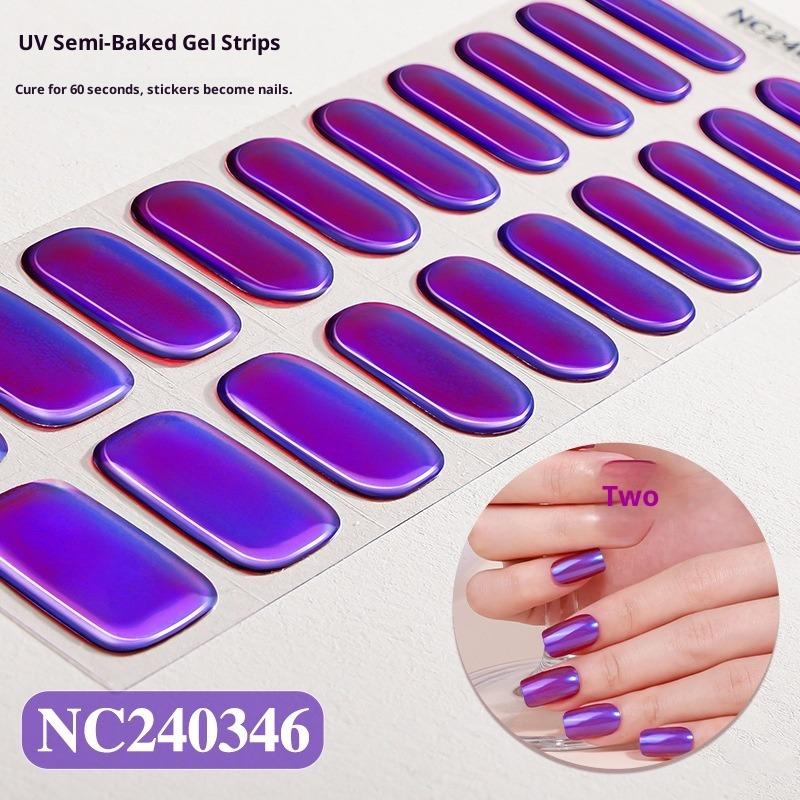 Chameleon Gradient Semi-cured Gel Nail Stickers, Cross-border Mirror Aurora Semi-baked Gel UV Nail Stickers