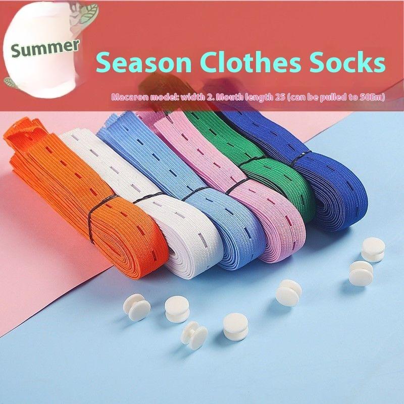10 pièces Bandes Élastiques Nylon Avec Trou Bouton Bande Élastique Bricolage Couture Vêtement Pantalon Accessoires Organisateurs
