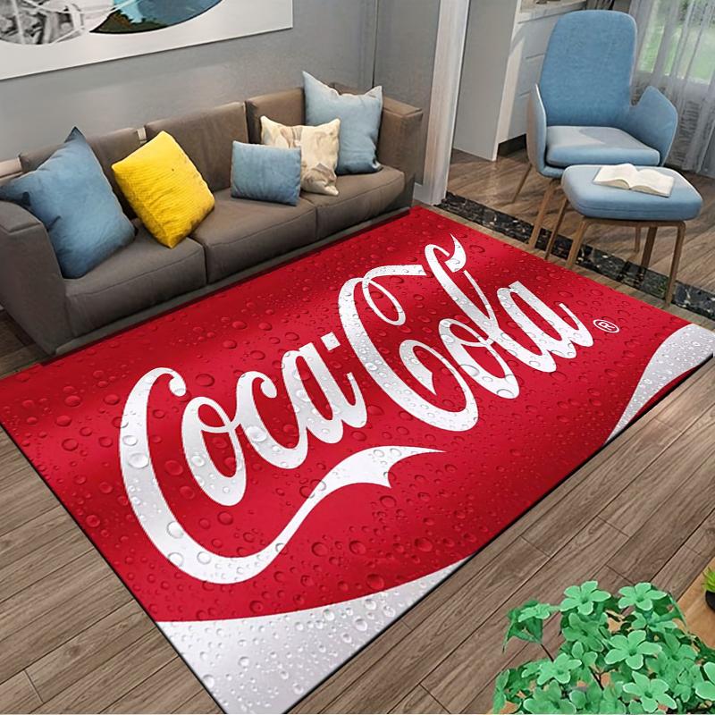 "Red Carpet with Coca-Cola Logo Design and Water Droplets Texture" Suitable for Use As an Anti-slip for Living Room Bedroom Sofas