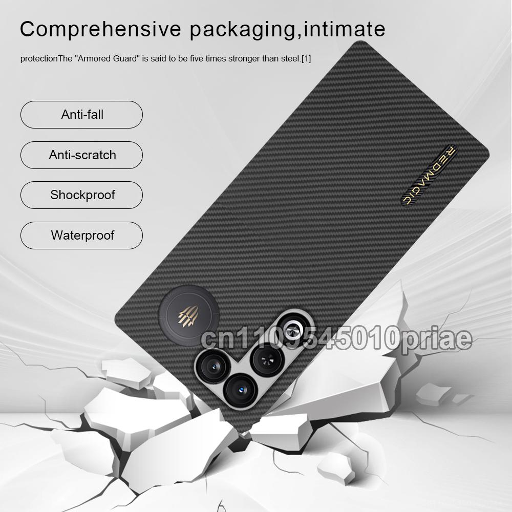 For Red Magic 11 Air/11 Pro/11 Pro+ Carbon Case 600d Kevlar Aramid Fiber Fabric Ultra Thin Hard Cover Magnetic balckSlimlightred