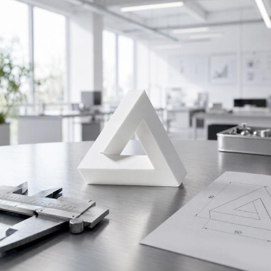 Optical Illusion Art Triangle Sculpture, 3D Printed Figurine, Abstract Minimalist Geometric Desktop Decoration for Living Room, Office, Shelf, Coffee