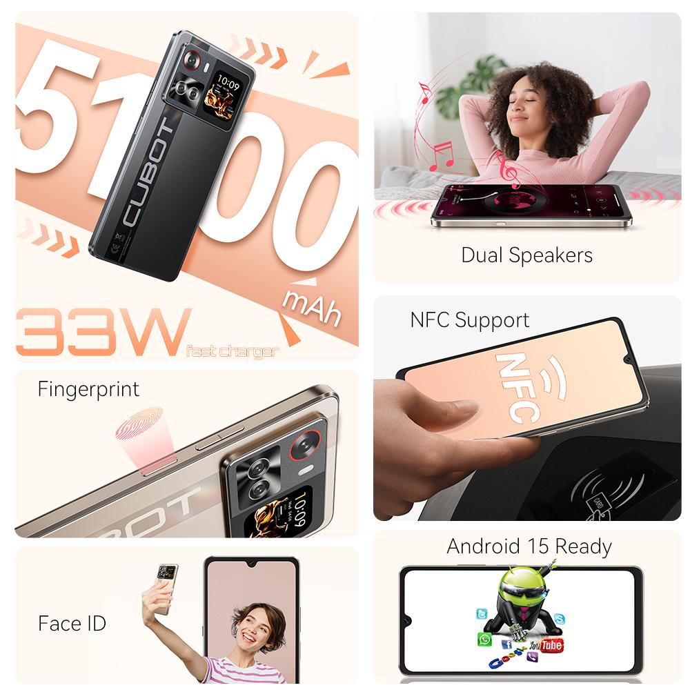 Cubot X100, 5G Smartphone, Android 15, MTK Dimensity 7025, 6nm, 2.5GHz, 6.88-inch Screen, 8GB RAM 256GB ROM, 64MP Camera, 5100mAh Battery