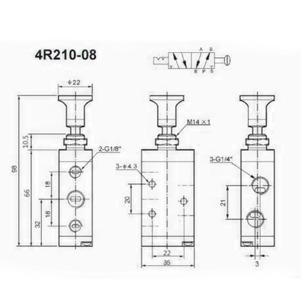 4R210-08 Pneumatic valve Push Pull Pneumatic Valve 2 Pos