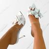 Fashion Fashion Gold Silver High Heels Slippers Women Leather Flowers Designer Sandals Sexy Pointed Toe Summer Party Dress Shoes