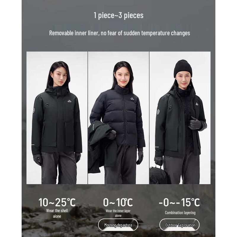 PELLIOT Women's 3-in-1 Waterproof Mountaineering Jacket