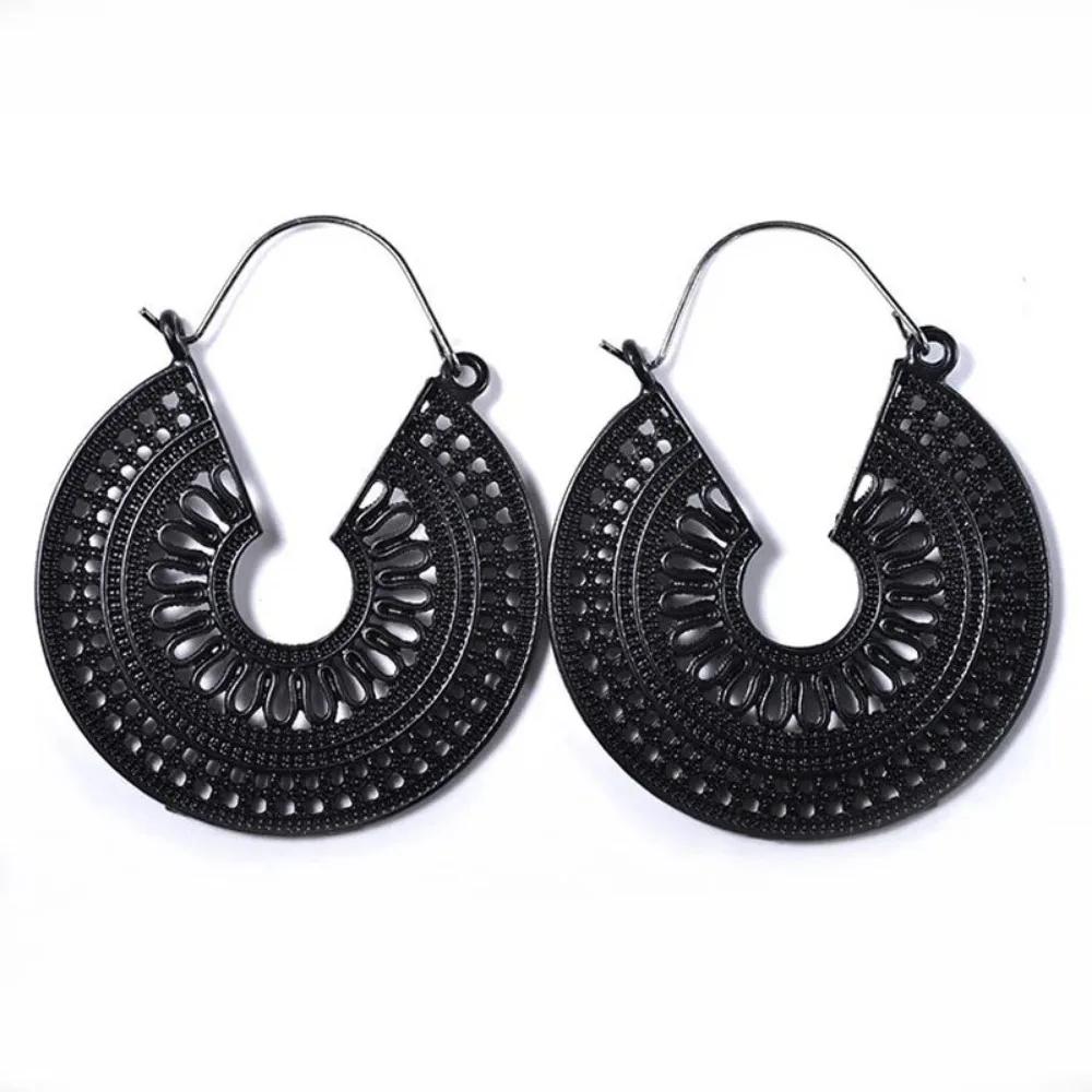 New Vintage Ethnic Hollow Flower Gypsy Dangle Trible Earring for Women Fashion Indian Jewelry Gifts