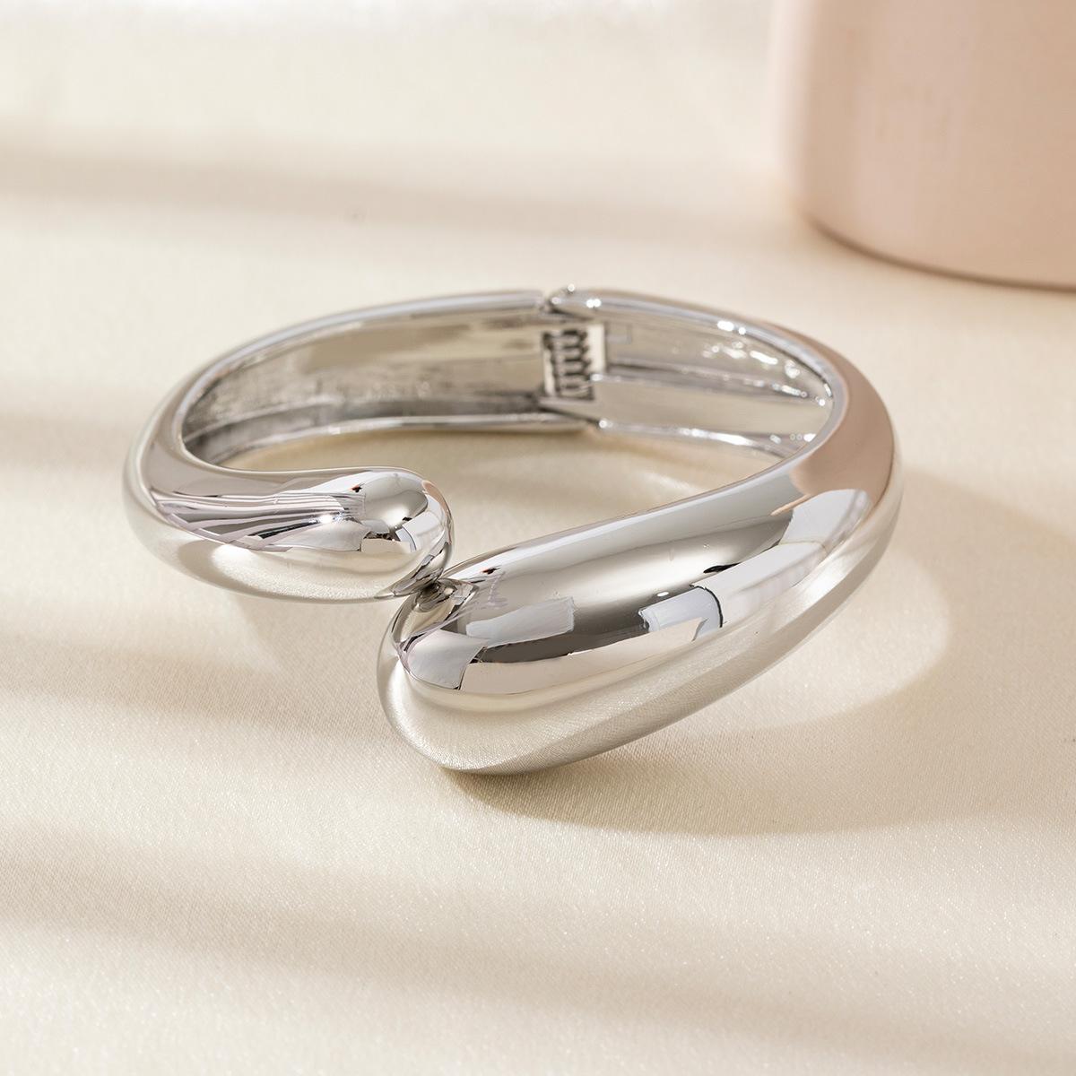 

DIEZI Hip Hop Punk Water Drop Cuff Bangles Bracelets For Men Hip Hop Gold Silver Color Geometric Bangles For Women Jewelry срібний
