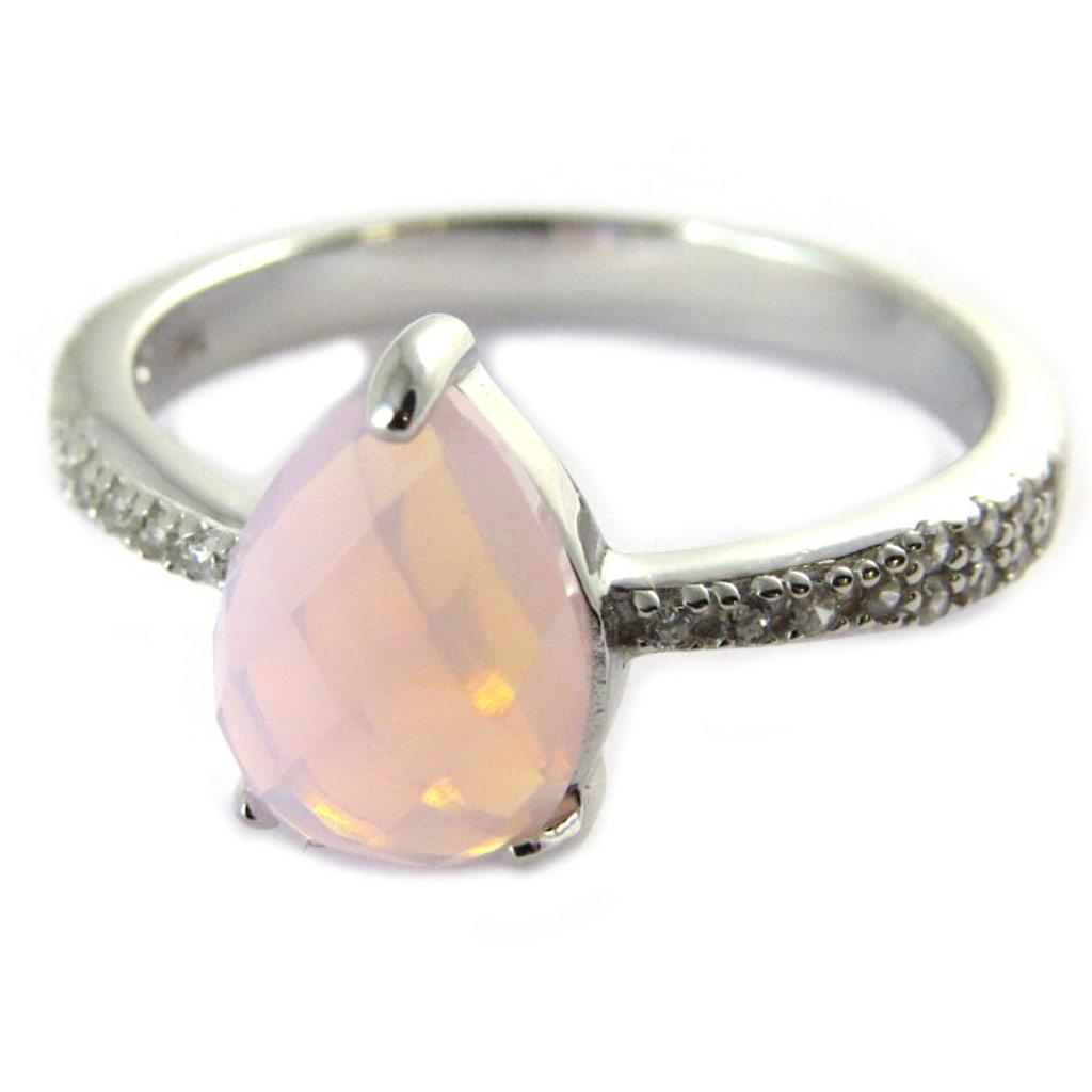 

Серебряное кольцо Princess Opal розовое опалесцирующее белое серебро (родий)