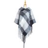 Winter Ladies Circle Yarn Thick Tassels Cape Thick Color Plaid Shawl Scarf