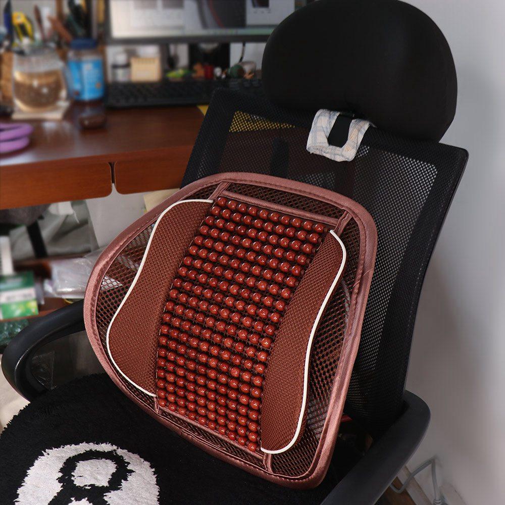 Wooden Bead Car Seat Lumbar Pillow Waist Massage Support Waist Pad Car Lumbar Cushion Office Chair