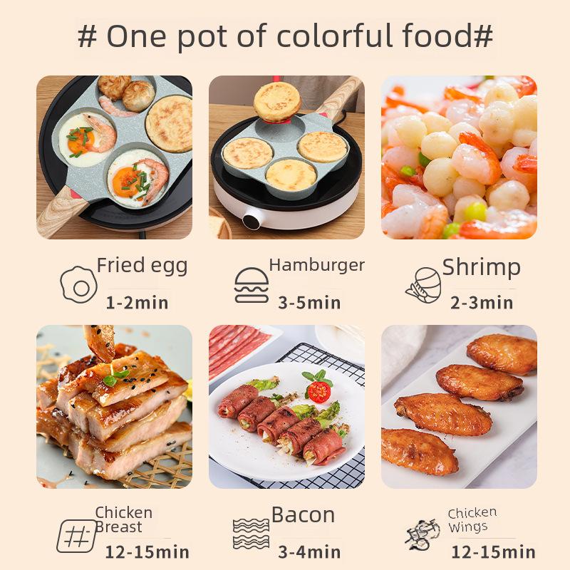 "Non-Stick Maifan Stone Omelette Pan - 4-Hole Mini Breakfast and Pancake Pan"