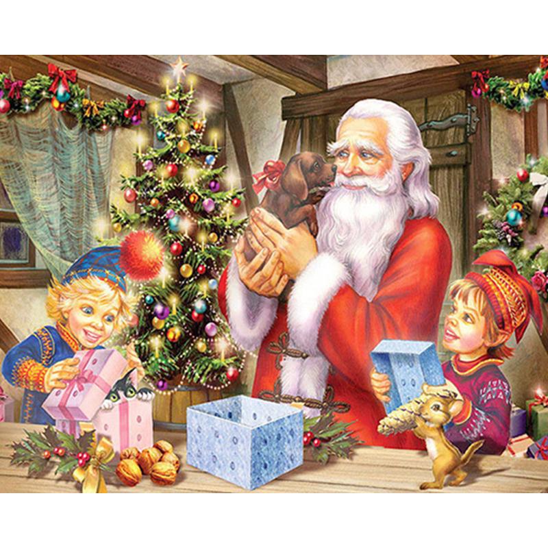 DIY 5D Diamond Painting Santa Claus Diamond Embroidery Winter Snow Tree Cross Stitch Full Round Drill Mosaic Christmas Gift