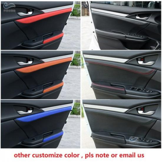 4Pcs Left/Right Door Handle Armrest/Panel Leather Cover for Honda Civic 10th Gen