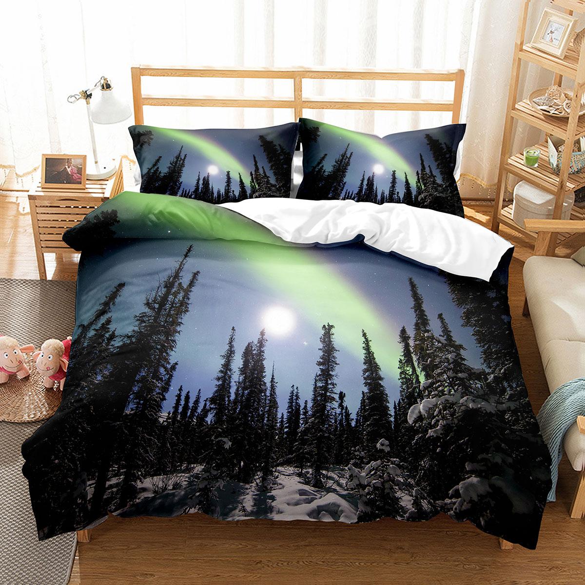 

Комплект пододеяльника «Северное сияние» размера кинг/полный, Чудеса природы, Полиэстеровый чехол для одеяла для детей, подростков, Постельный комплект, Пододеяльник EU single(135x200cm)
