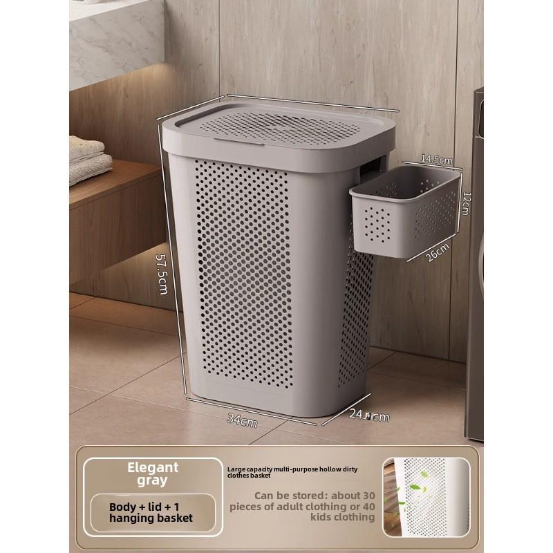 Large Capacity Laundry Hamper with Lid - Dirty Clothes Storage Basket for Bathroom