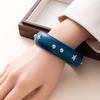 Personalized Design Sense Pentagram Rivet Wood Bracelet Versatile Trendy Cool Exaggerated Bracelet Wide-Sided Rivet Jewelry