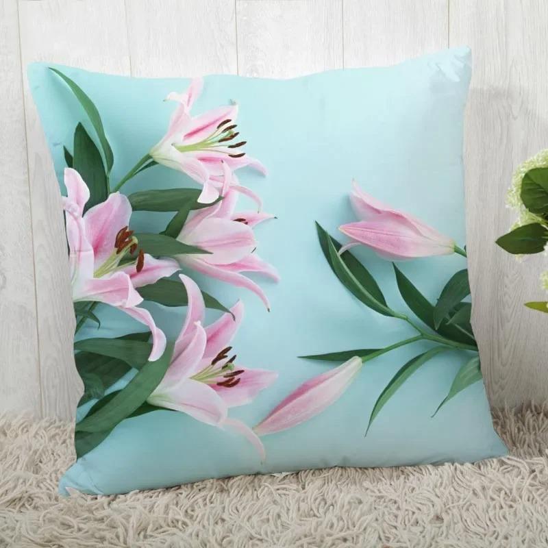 Home Decor Floral Printed Throw Pillow Cover Living Room Sofa Cushion Cover Bedroom Room Decorative Pillow Cover 45x45cm