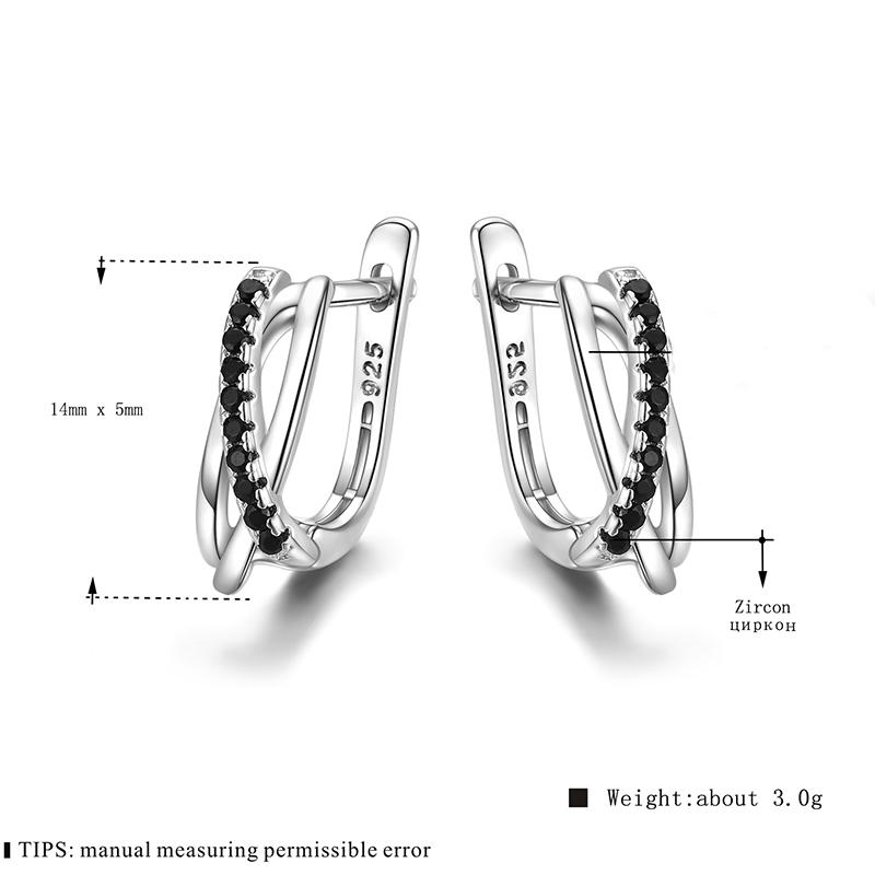 Black Awn New Classic Silver Color Round Trendy Spinel Engagement Hoop Earrings for Women Jewelry I181