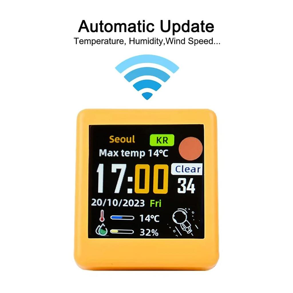 Smart Weather Station Mini WiFi Desktop Clock Weather Digital Clock Station with IPS LCD Screen Gadget for Decoration