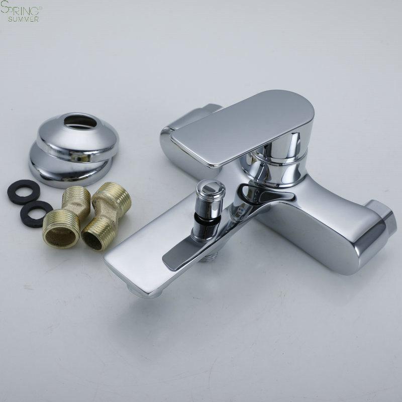 Brass Modern Wall Bathtubs Tap Sets Single Handle Bidet Shower Mixer S05 Tubs Faucet Chrome Bath Shower Faucets