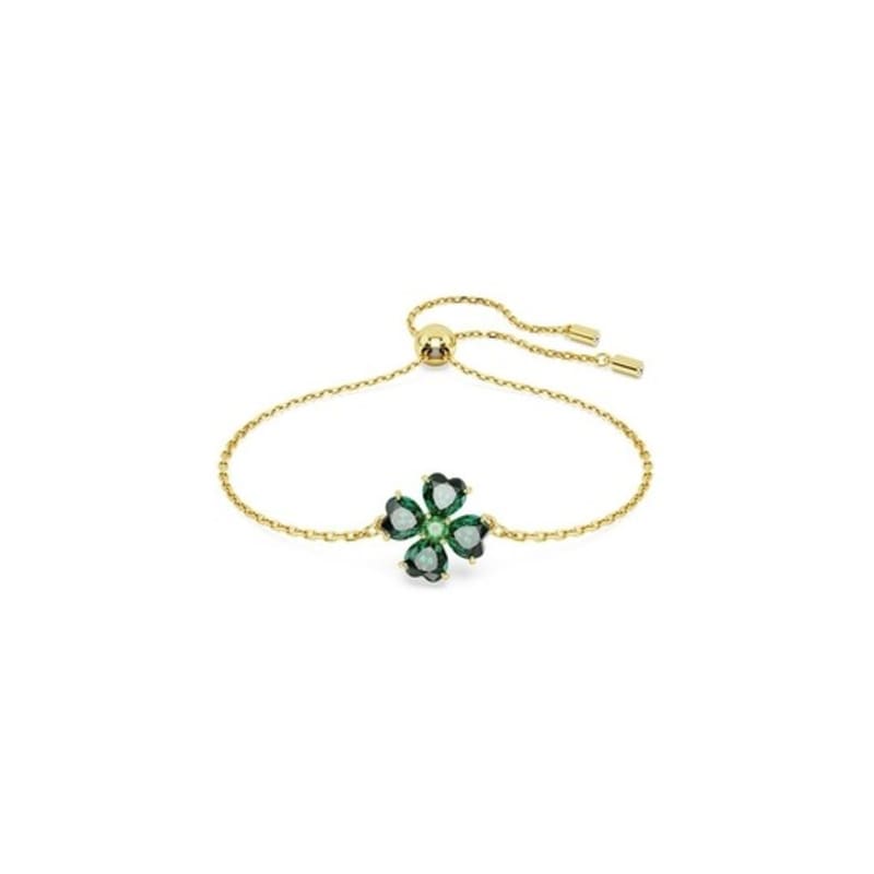 [Authentic product from headquarters/shopping bag included] Idyllia green gold-tone clover bracelet 5666585
