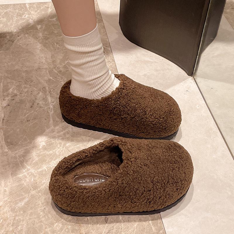 High Sense Internet Celebrity Explosion Leopardenmuster Flauschige Hausschuhe Damen Herbst- und Wintermode 2025 Neu Dicke Sohle Erhöhend Taschenkopf Hausschuhe