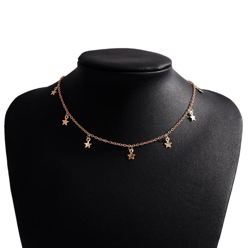 Star Necklace Pendant Chain Necklace Star Pendant Collar Clavicle Star Pendant Necklace Alloy Material for Women Girls