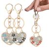 Keychain Pendant Heart Shape Charm Key Holder with Enamel Flower Design Lightweight Anti-Oxidation Durable Lobster Clasp Keyring