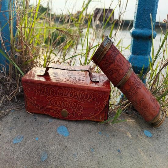 Brass Telescope Spyglass with Leather Case Dollond London 1920 Engraving 40.64 Cm Nautical Maritime Decor Gift Wedding Anniversary Birthday Christmas