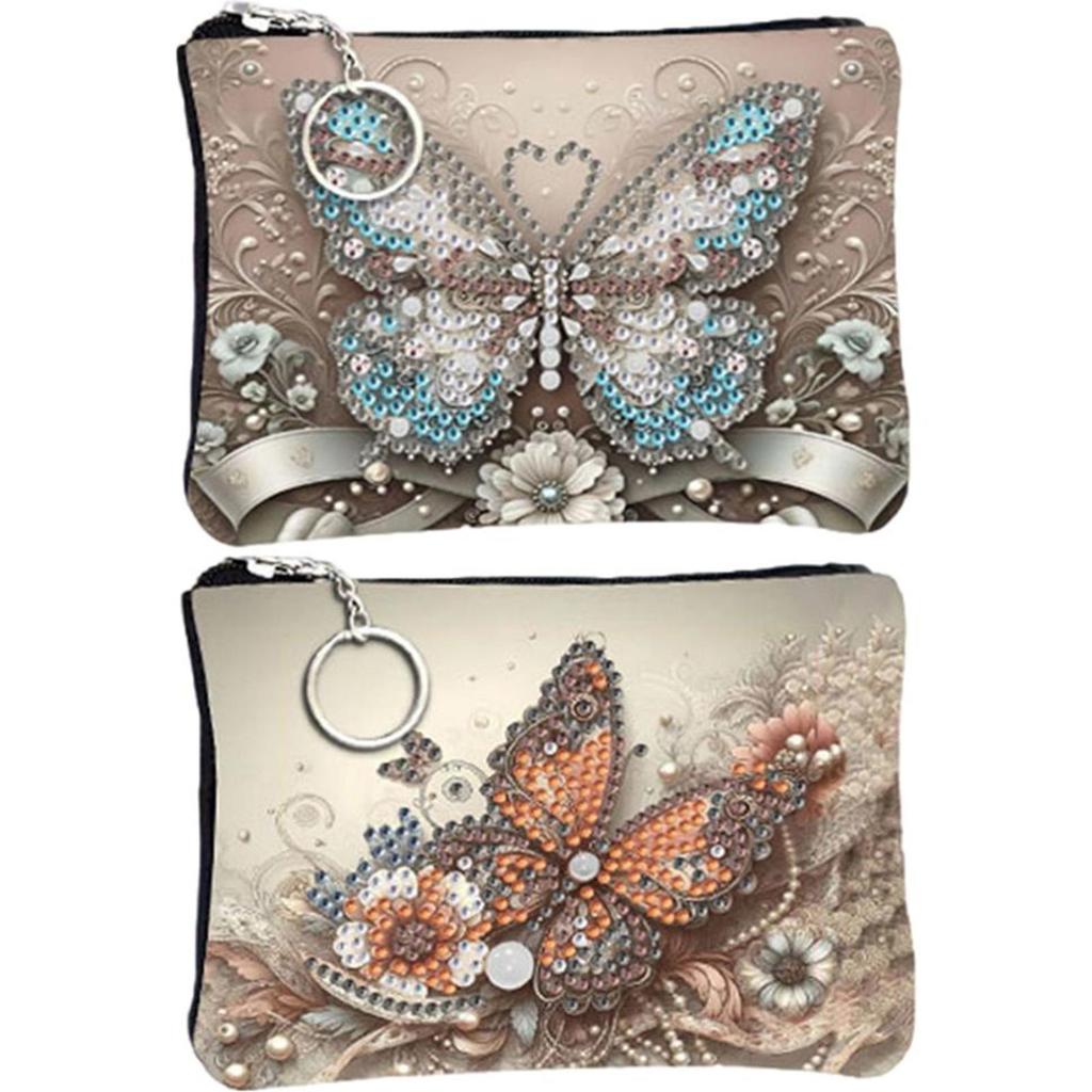 DIY Diamond Painting Bling Rhinestone Makeup Bag Zipper Closure Diamond Dot Diamond Card Pack Large Capacity for Home Decor Gift